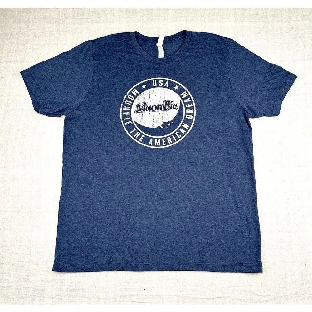 Moonpie Navy Blue Graphic Short Sleeve T Shirt Size XL Pop Culture Cotton Blend
